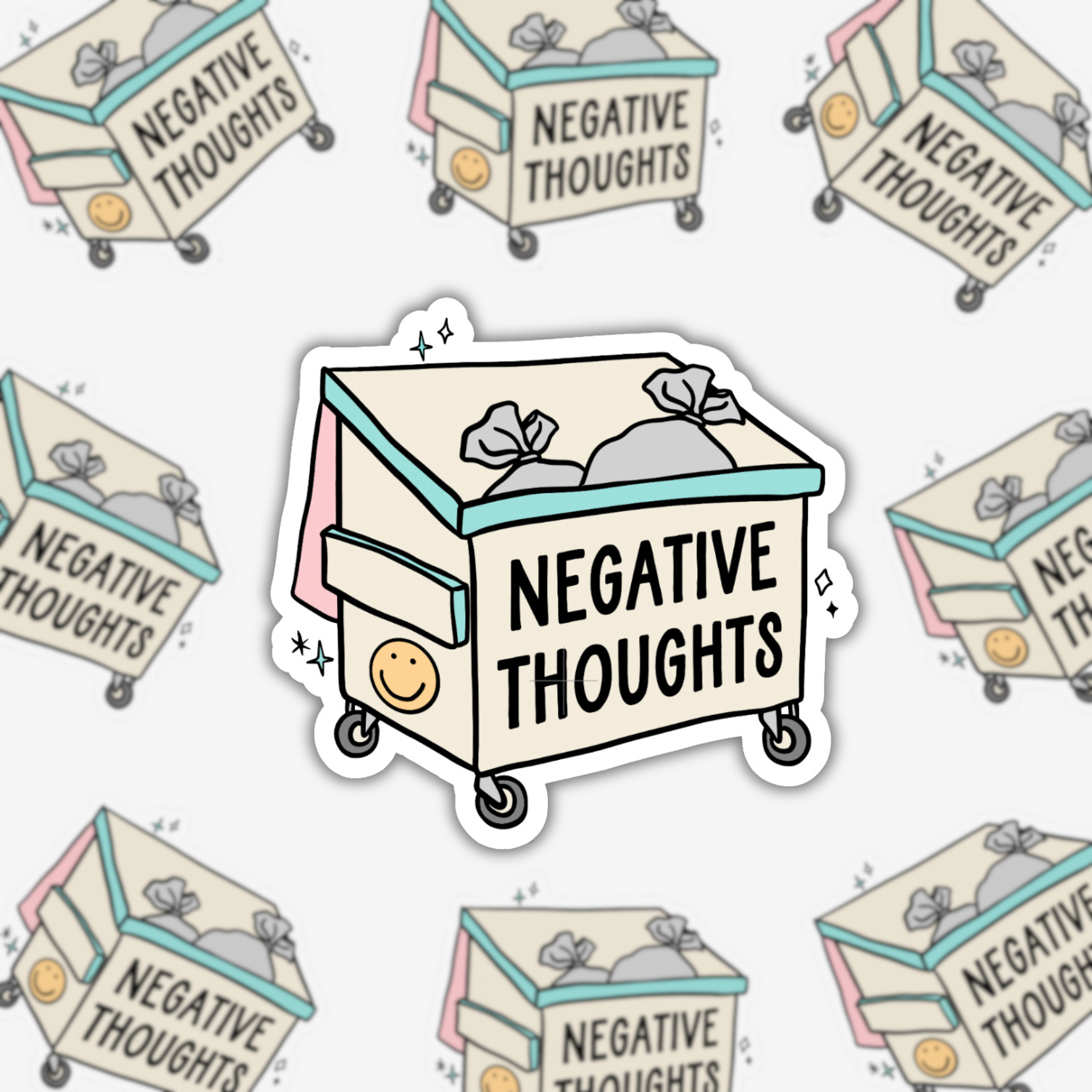 Negative Thoughts Dumpster Sticker